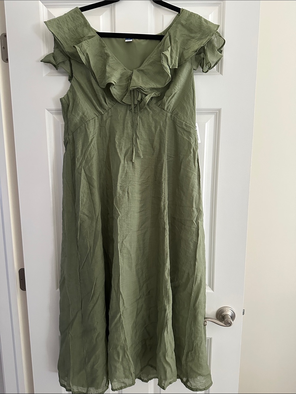 Old Navy Olive Ruffle V‑Neck Midi Dress